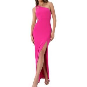 NWT Lulus Simply Beautiful Fuchsia One-Shoulder Cutout Maxi Dress Size XS